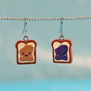 #73 Cute Cartoon Toast Peanut Butter & Jelly Drop Resin Earrings